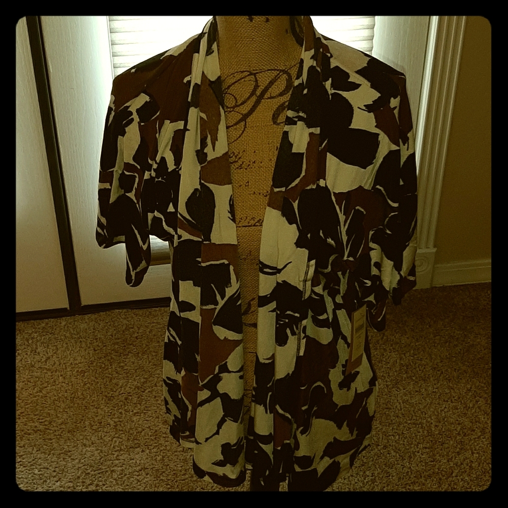 Floral print knit cardigan